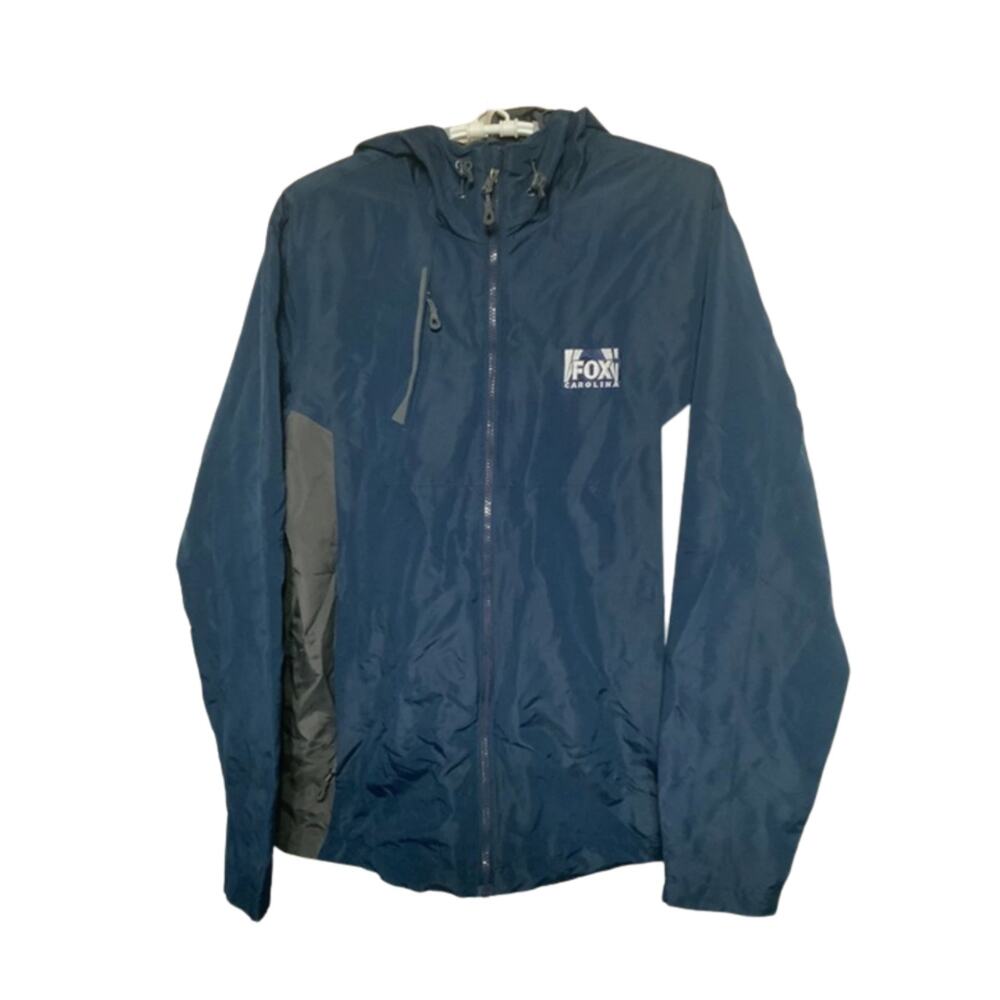 Port Authority Fox Carolina Blue Hooded Windbreaker Jacket Men’s Size M USED